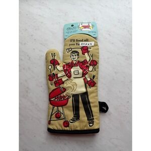 New Blue Q Oven Mitt One Size Tan "I'll Feed All You F*****s" Sarcastic Kitchen